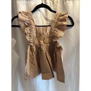Baby Girls Overalls Jumper Size 12-18 Months Ruffles Tan Summer NWT